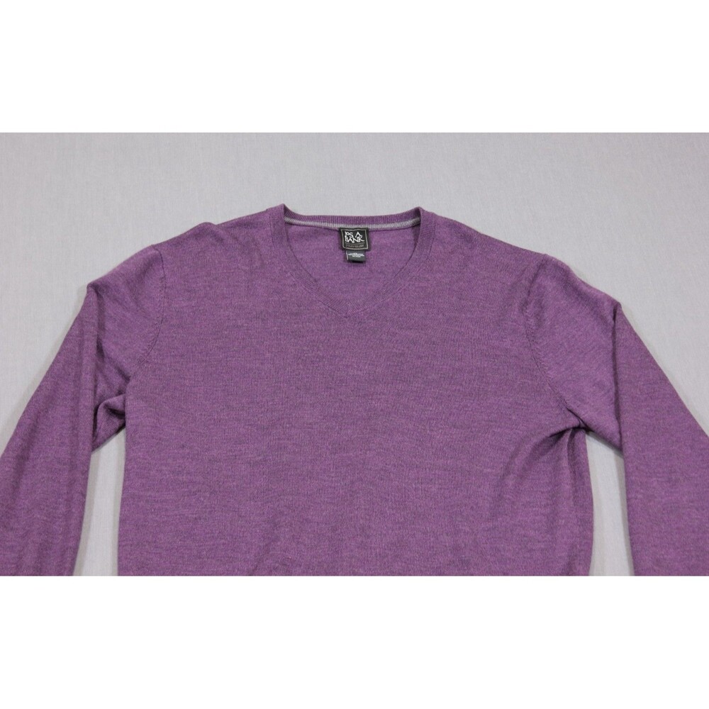 Jos A. Bank Traveler 100% Merino Wool Sweater Long Sleeve Purple Sz XXL - Picture 2 of 9
